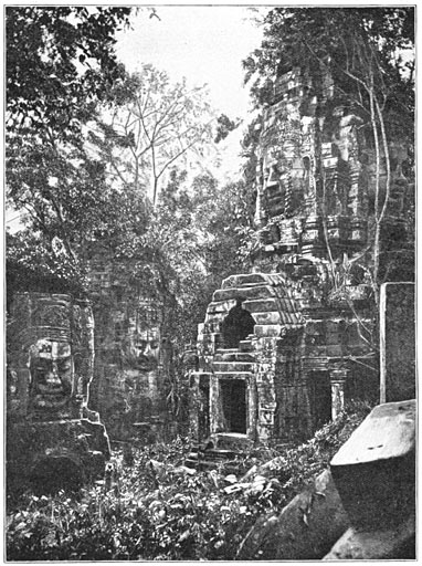 Een khmersch paleis door planten overmeesterd.