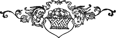 Decorative motif containing a fruit basket