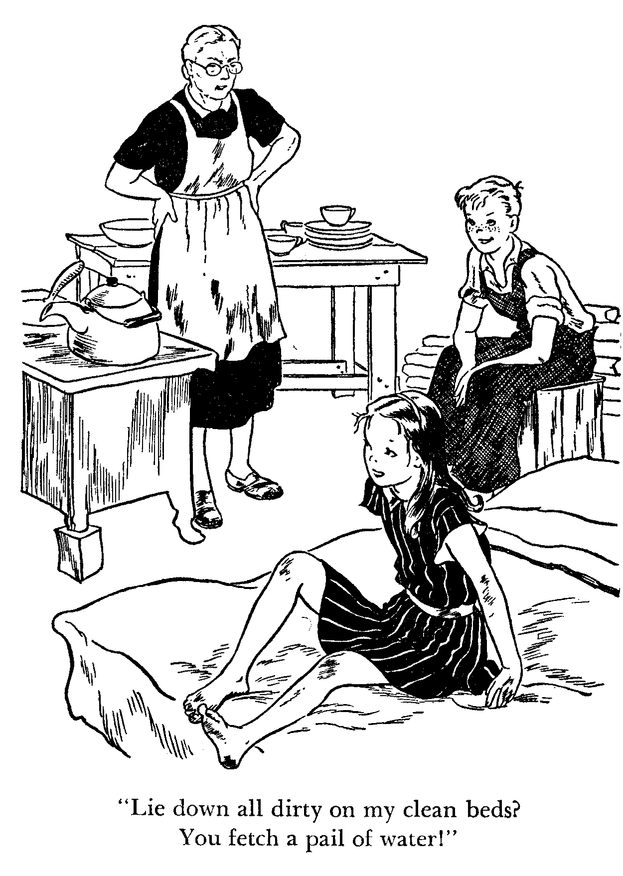 Illustration: Lying down on the beds