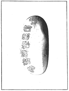 PL. LXIX SHELL BEARING MAYA GLYPHS This shell, on which are engraved seven Maya hieroglyphs, was found in Belize and courteously sent to the Bureau of American Ethnology by Sir Alfred Moloney, Governor of British Honduras. The shell is here figured for the purpose of placing it before students of Central American paleography. PL. LXIX SHELL BEARING MAYA GLYPHS This shell, on which are engraved seven Maya hieroglyphs, was found in Belize and courteously sent to the Bureau of American Ethnology by Sir Alfred Moloney, Governor of British Honduras. The shell is here figured for the purpose of placing it before students of Central American paleography.