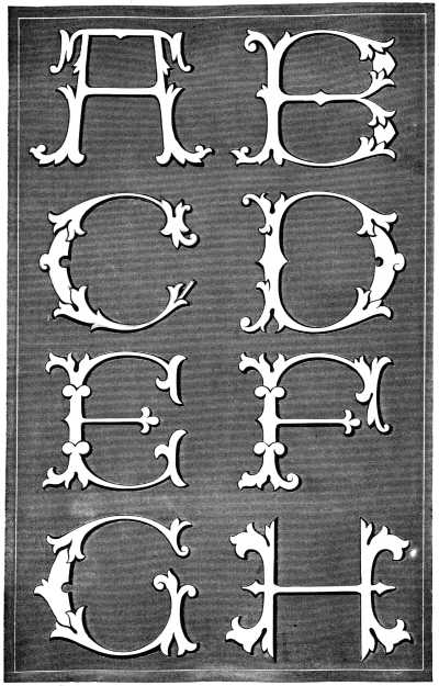 FIG. 200. ALPHABETS FOR MONOGRAMS. Outside letters A to H.