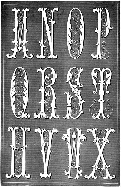 FIG. 204. ALPHABETS FOR MONOGRAMS. Inside letters M to X.