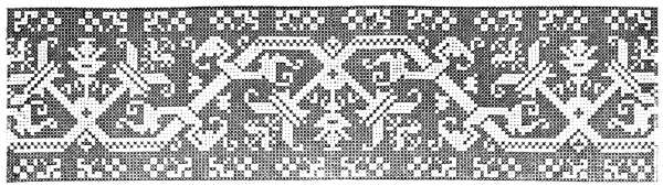 INSERTION IN CROSS STITCH, ALIKE ON BOTH SIDES, THE PATTERN LEFT BLANK.