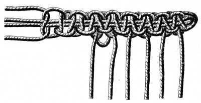 FIG. 517. KNOTTING ON THREADS ONTO A KNOTTED HEADING.