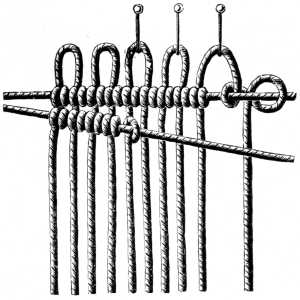 FIG. 519. KNOTTING ON THREADS WITH ROUND PICOTS.