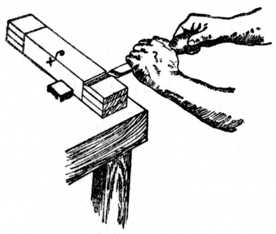 Fig. 181.—Cutting Channel at Shoulder of Tenon before Sawing.