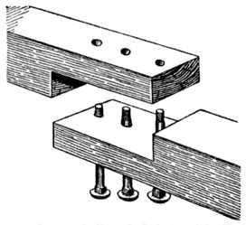 Fig. 220.—Lapped Scarf Joint with Bolts for Heavy Timber.
