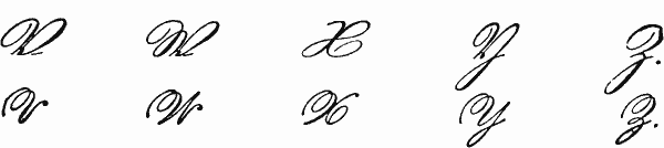 German Capital Letters V through Z