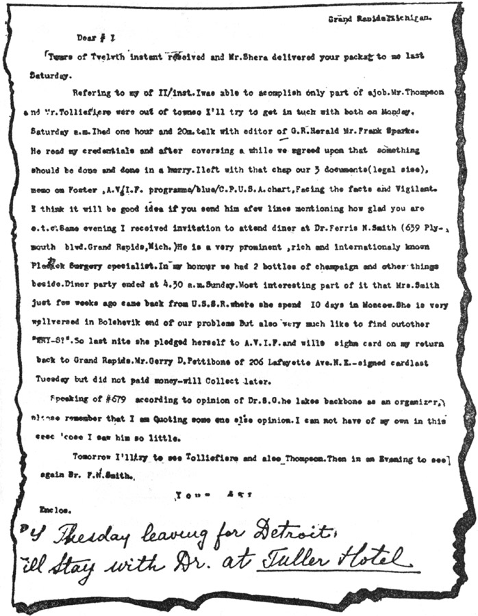 Letter written by secret agent No. 31