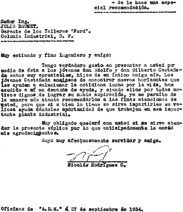 Letter from General Nicholás Rodriguez