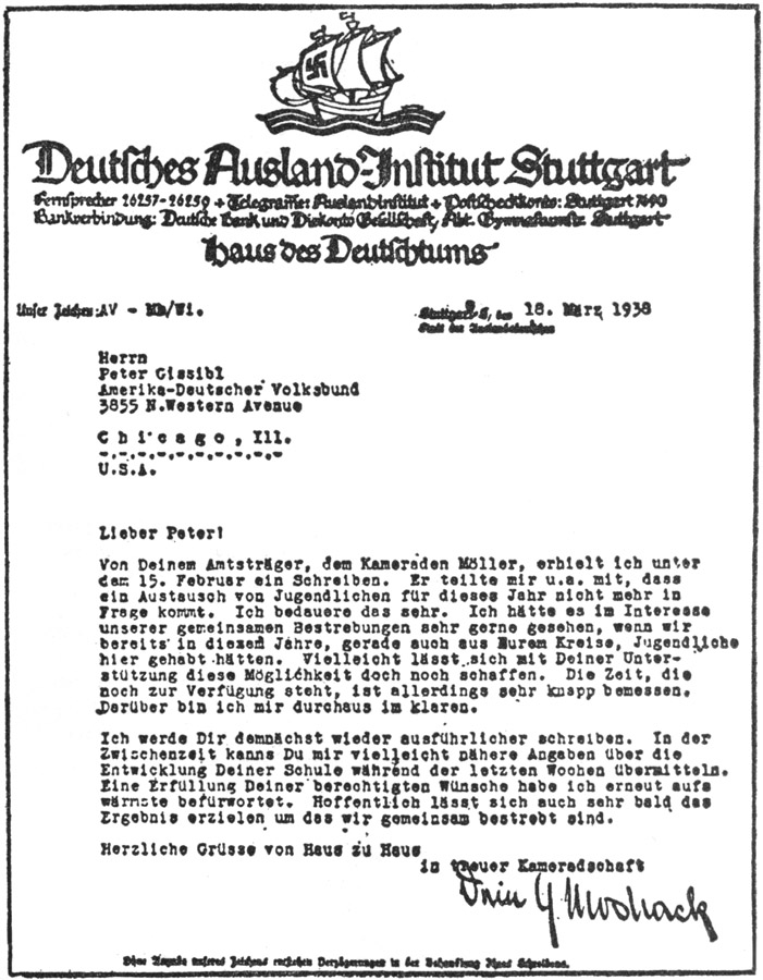 Another letter connecting Gissibl with a German propaganda agency.