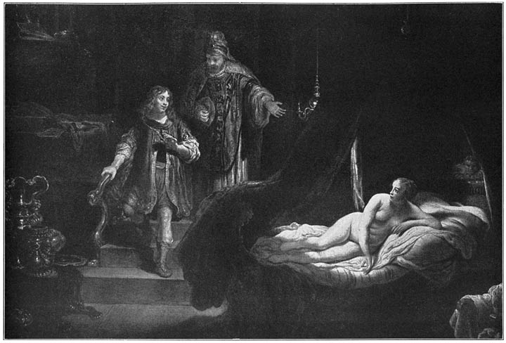 Koning Candaules van Lygië geeft zijn schoone vrouw prijs aan de blikken van zijn gunsteling Gyges.