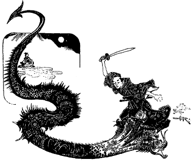 Susanoonomikoto abattit, l'une après l'autre, les huit têtes du serpent
