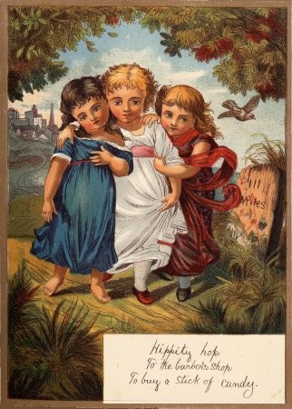 Hippity hop / To the barber’s shop / To buy a stick of candy.