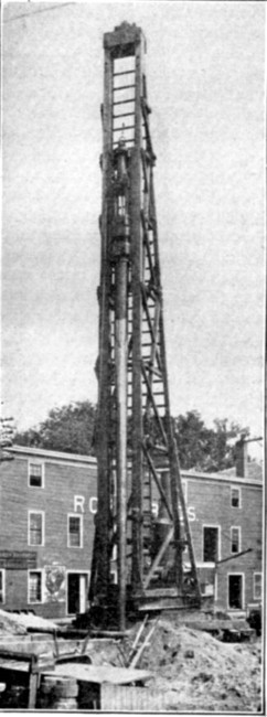 Fig. 49.—Pile Driver Rigged for Constructing Raymond Concrete Piles.