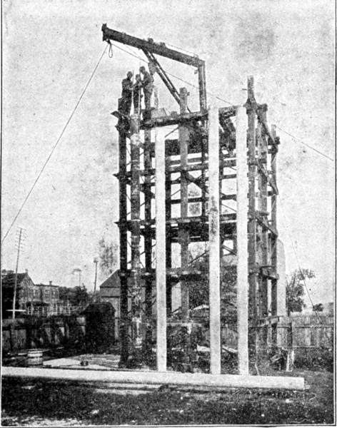 Fig. 59.—Plant for Vertical Molding of Concrete Piles.