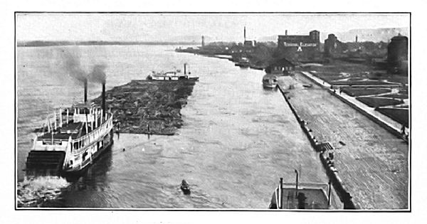 A LOG RAFT, WINONA, WIS.
