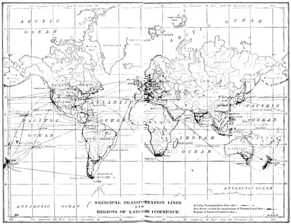 PRINCIPAL TRANSPORTATION LINES AND REGIONS OF LARGEST COMMERCE