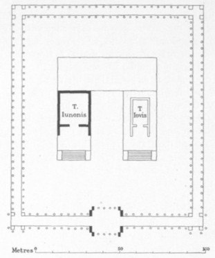 Fig. 3. Plan of the Porticus Octaviæ, Rome. From Formæ Urbis Romæ Antiqua, Berlin, 1896.