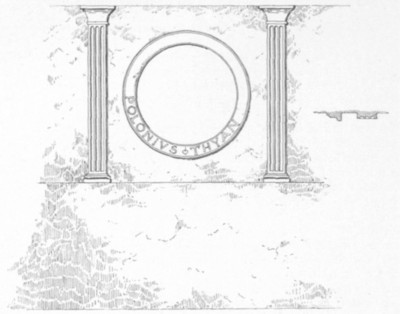 Fig. 6. Elevation of a single compartment of the wall of the Library discovered in Rome, 1883. From notes and measurements made by Signor Lanciani and Prof. Middleton.