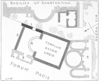Fig. 7. Plan of the Record-House of Vespasian, with the adjoining structures.