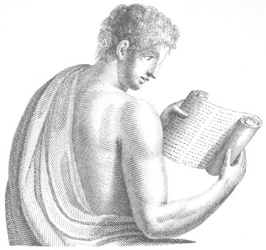 Fig. 9. A reader with a roll: from a fresco at Pompeii.