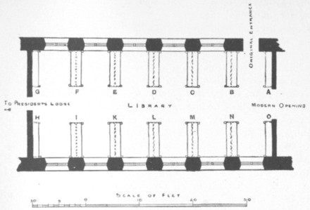 Fig. 50. Ground-plan of the Library at Queens' College, Cambridge.