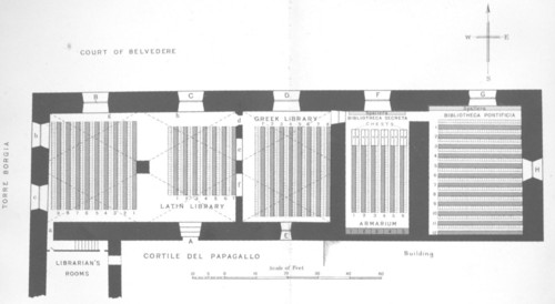 Fig. 98. Ground-plan of the rooms in the Vatican Palace fitted up for library-purposes by Sixtus IV. E. Wilson, Cambridge