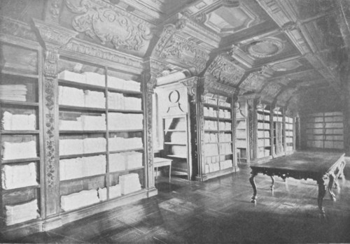 Fig. 132. Interior of the Library of the Jesuits at Rheims, now the Lingerie de l'Hôpital Général.