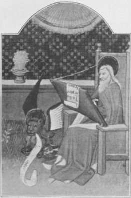 Fig. 147. S. Mark writing his Gospel. From a MS. Hours written in France in the fifteenth century.