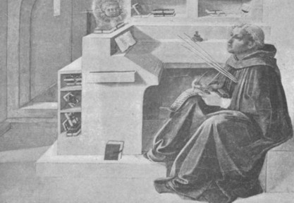 Fig. 152. S. Augustine at his desk. From a painting by Fra Filippo Lippi at Florence.