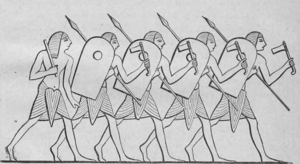 Egyptiläisiä sotilaita.