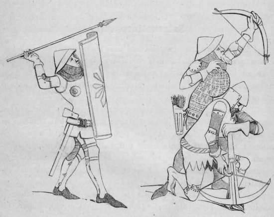 Sotamies ja jousimiehiä.