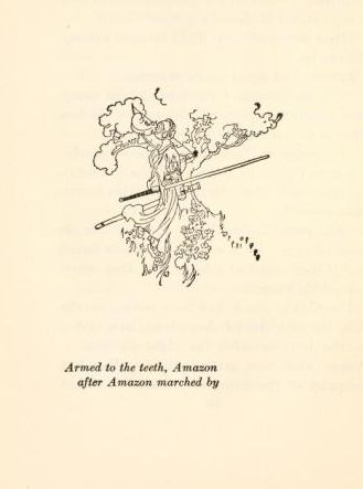 [Illustration: Armed to the teeth, Amazon after Amazon marched by, verso]