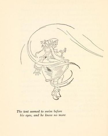 [Illustration: The tent seemed to swim before his eyes, and he knew  no more, verso]