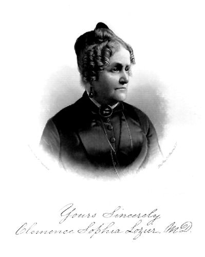Clemence Sophia Lozier (with handwritten text "Yours Sincerely, Clemence Sophia Lozier, M.D.")