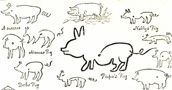PIGS DRAWN WITH YOUR EYES SHUT.