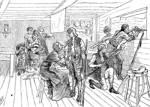 THE DEFENSE OF THE CABIN—Drawn by A. B. Shults.