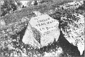 The first boulder marked on the old trail; near The Dalles of the Columbia.