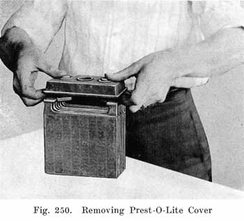Fig. 250 Removing Prest-O-Lite cover