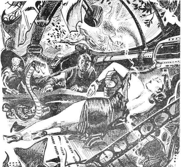 Jaws agape, the hideous serpent hung poised above her slim thigh.