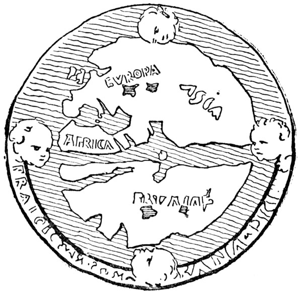 Imaginary Continent, south of Africa and Asia. [The cardinal points are shown by the four winds.