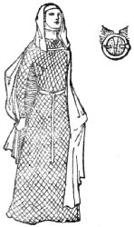 A woman of the time of Henry II.; a circular pin