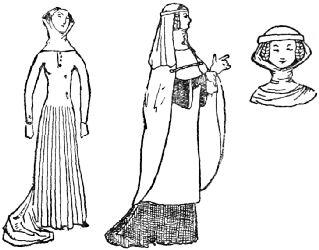 Two women of the time of Edward II.; a wimple with fillet and gorget