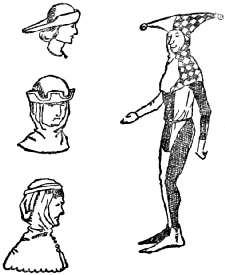 A man of the time of Edward III.; three types of head-gear
