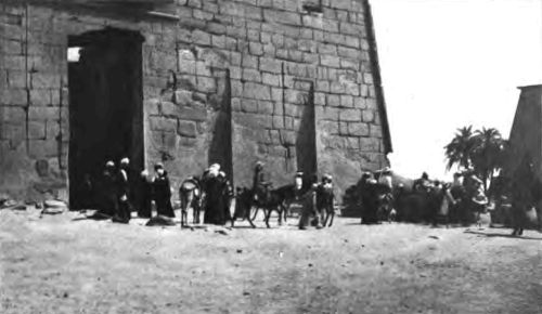 ITS MAGNIFICENT PYLONS OR ENTRANCE WALLS ... AND THEN ONCE MORE WE WERE ON THE DONKEYS