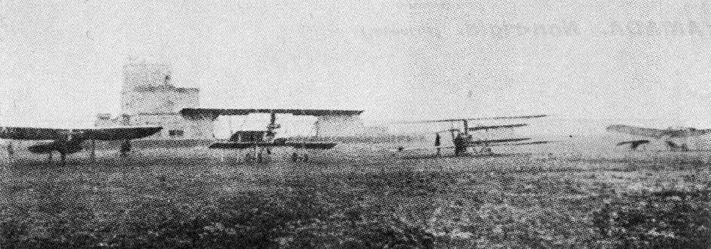 Bleriot (since wrecked). Tokogawa. Wright. Grade. Army Flying School ground.