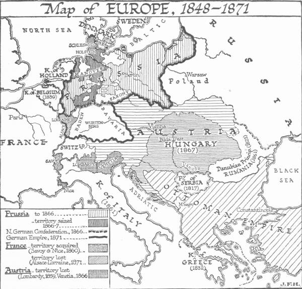 Map of Europe, 1848-1871
