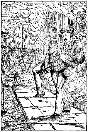 The unknown rescuer carries Vernet from the blazing tenement