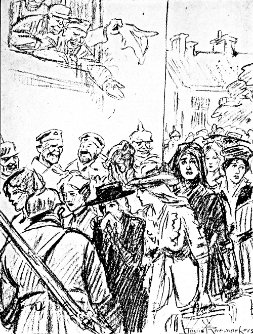 Civilians being forced by German soldiers